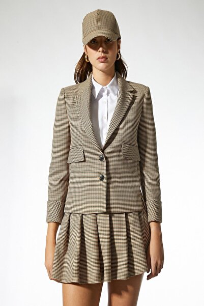 Koton Dámská hnědá kostkovaná bunda 3WAK50219UW