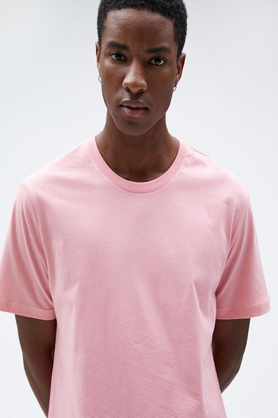 Koton Μπλουζάκι με κοντό μανίκι 3sam10729hk 286 Pink ανδρικό μπλουζάκι Basic Crew Neck