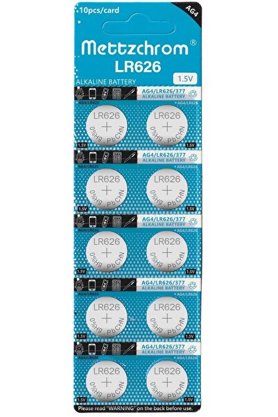 Mettzchrom Kol Saat Pili 377a Sr626sw Lr626 Ag4 1.5v Kol Saati Pili 10'lu