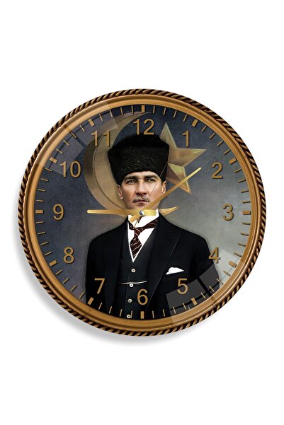 EMYA HOME Atatürk Cam Saat - 40 Cm