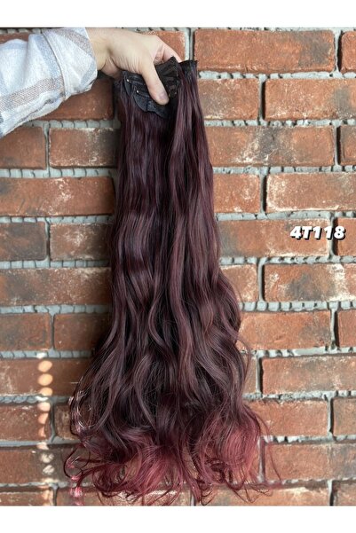 Suzan Peruk Συνθετικές ίνες κυματιστές 8 τεμαχίων με κλιπ - Σκούρο κόκκινο