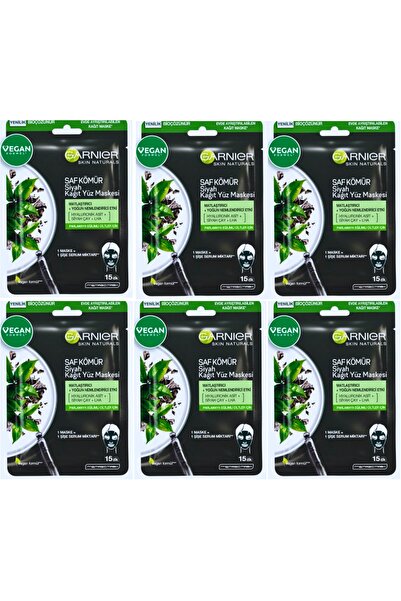 Garnier Saf Kömür Siyah Kağıt Yüz Maskesi Matlaştırıcı + Yoğun Nemlendirici Etki