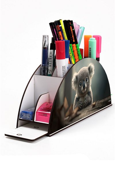 kutuTR Wooden Vip Colorful Animals Rainbow Ruled Desktop Pen Holder Organizer Assembled Boxed