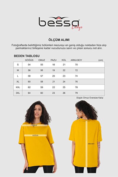 BESSA Women's Orange Crew Neck Cotton Basic T-shirt Oversize