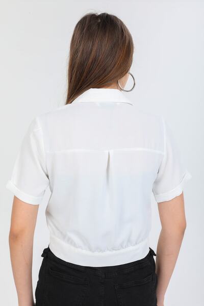 candybia Jachetă albă de vară, din viscoză, cu mânecă scurtă, cu buzunar