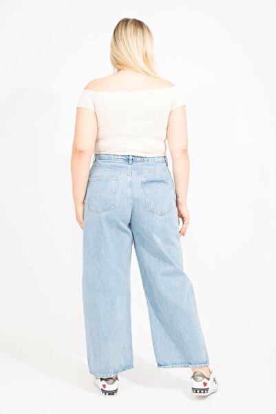 Şans Women's Plus Size Blue Wash Effect Jeans 65n35404