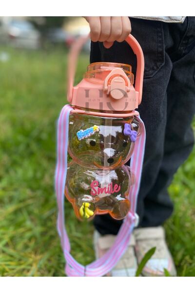 Hom Office Smile Teddy Bear Model Water Bottle Water Bottle 1000ml Bpa Free W...