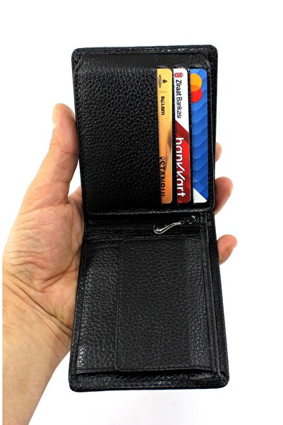 deri,se club Men's Genuine Leather Black Color Coin Holder Wallet