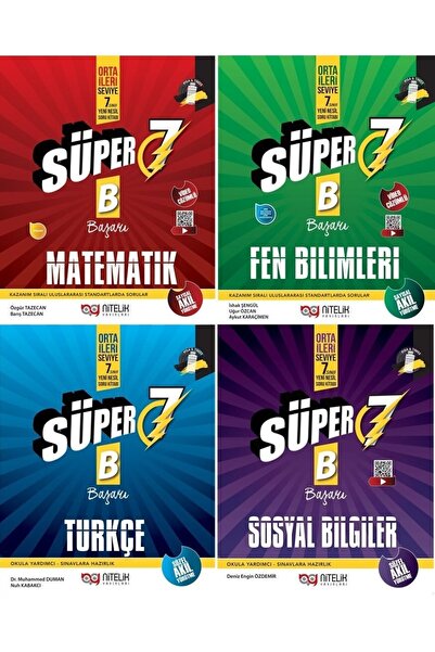 Nitelik Yayınları Nitelik 7.sınıf Süper B (başarı) Yeni Baskı 4'lü Soru Banka...