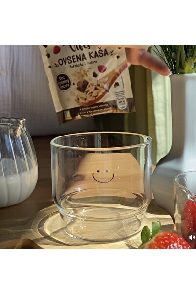 KÜÇÜK EW Isıya Dayanıklı Borosilikat Smile Detay Bardak Ve Kase | Kahve Ve Su...