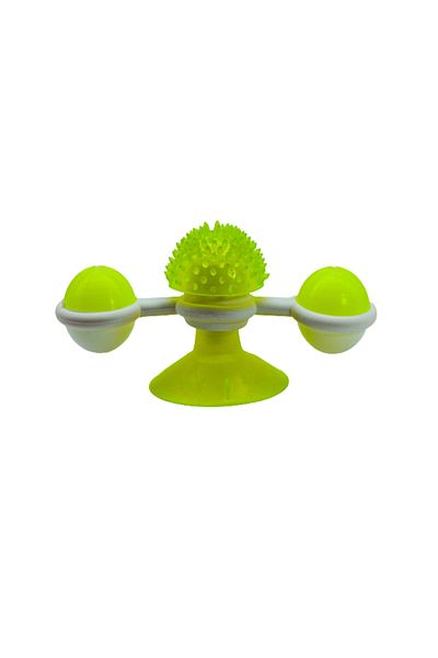 TİNEKE Rotating Cat Toy with Suction Cup and Food Bowl 1 Piece Lemon Yellow