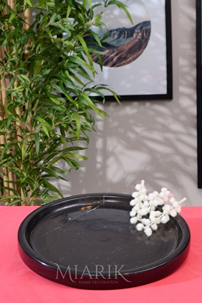 MIARIK DESIGN & DEKORASYON Dekoratif Dogal Mermer Tepsi Servis Sunum Tabağı