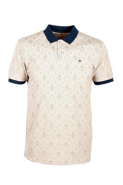NCS Men's Stone Printed Slim Fit Narrow Cut Polo Collar 100% Cotton T-shirt Ns-cs Jeans 1989