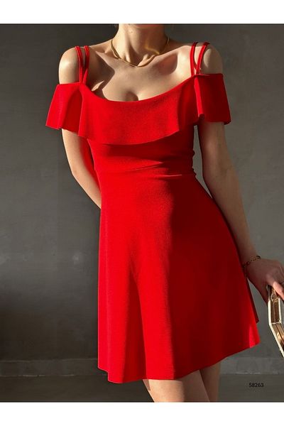 Varyete Karmen Collar Floor Design Double Straps Mini Size Crepe Fabric Dress Graduation Daily Use
