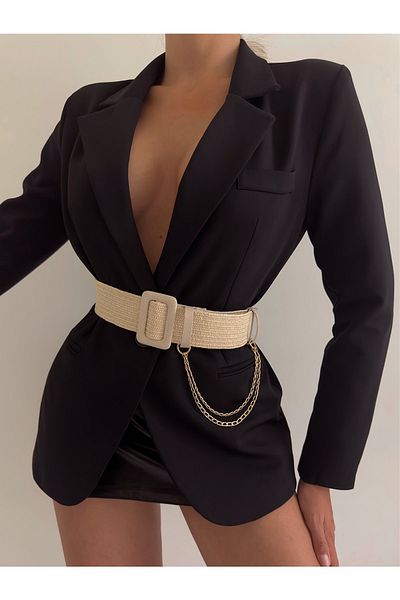Fiori Lanț cu cataramă cu paie elastică centură pentru femei, centură jachetă, centură cămașă, centură rochie