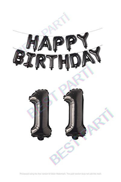 BEST PARTİ DOĞUM GÜNÜ PARTİ SÜSLERİ Happy Birthday Black Color Foil Balloon a...