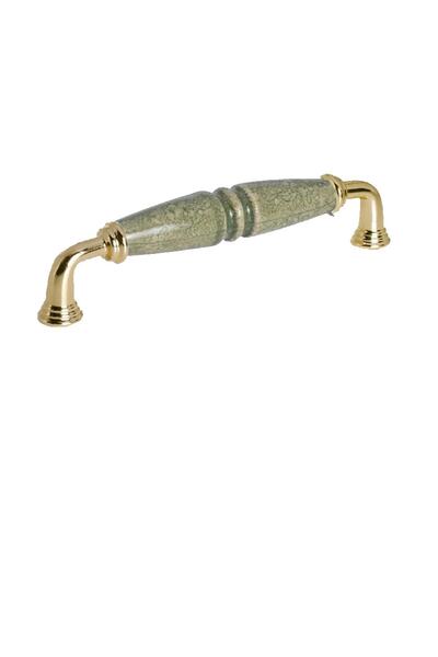 Porcellana Perla Porselen Kulp Dolap Çekmece Mobilya Mutfak Kulbu-inci128 Mm (12,8 Cm )-yeşil-altın-stk2865