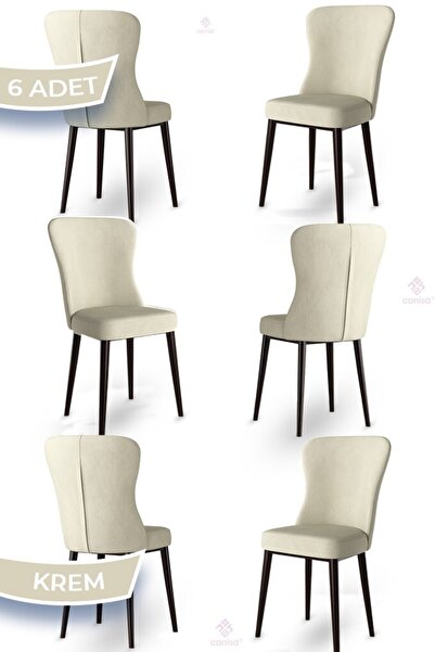 Canisa Tita Serisi 6 Adet Mutfak Sandalyesi Metal Kahve Ayaklı 1. Sınıf Babyf...