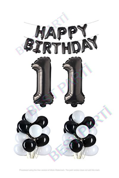 BEST PARTİ DOĞUM GÜNÜ PARTİ SÜSLERİ Happy Birthday Black Color Foil Balloon L...