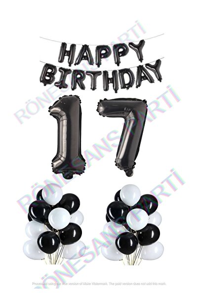 Generic Brand Happy Birthday Black Color Foil Balloon Latex Balloon and Foil ...