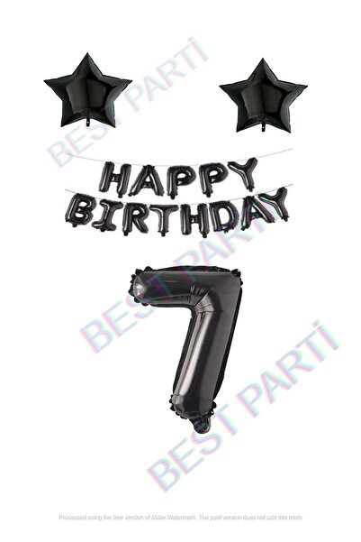 BEST PARTİ DOĞUM GÜNÜ PARTİ SÜSLERİ Happy Birthday Black Color Foil Balloon S...