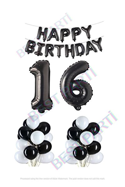 BEST PARTİ DOĞUM GÜNÜ PARTİ SÜSLERİ Happy Birthday Black Color Foil Balloon L...