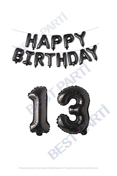 BEST PARTİ DOĞUM GÜNÜ PARTİ SÜSLERİ Happy Bırthday Siyah Renk Folyo Balon Ve ...