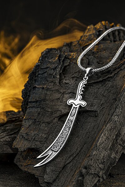 Diriliş Takı La Feta Illa Ali La Seyfe Illa Zülfikar Kılıç Gümüş Kolye