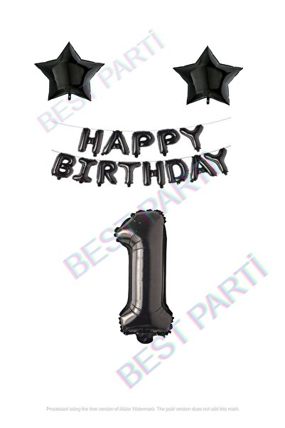 BEST PARTİ DOĞUM GÜNÜ PARTİ SÜSLERİ Happy Birthday Black Color Foil Balloon S...
