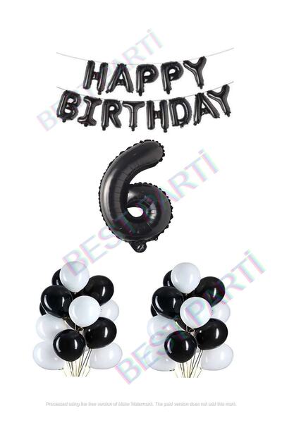 BEST PARTİ DOĞUM GÜNÜ PARTİ SÜSLERİ Happy Birthday Black Color Foil Balloon L...