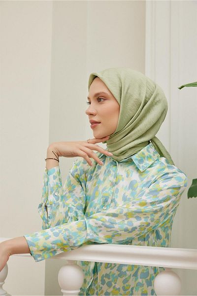 Şalland Plain Silk Viscose Scarf Series Water Green
