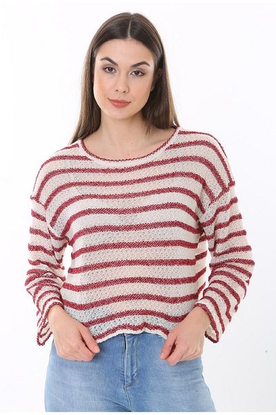 Rooted Women's Oversize Striped Long Sleeve Sweater