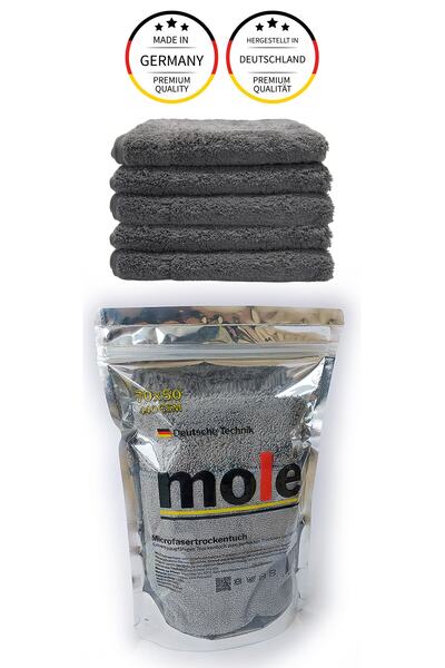 MOLE Mikrofiber Çift Yüzlü Oto Kurulama Havlusu 50×70 440gsm – Antrasit (1 ADET)