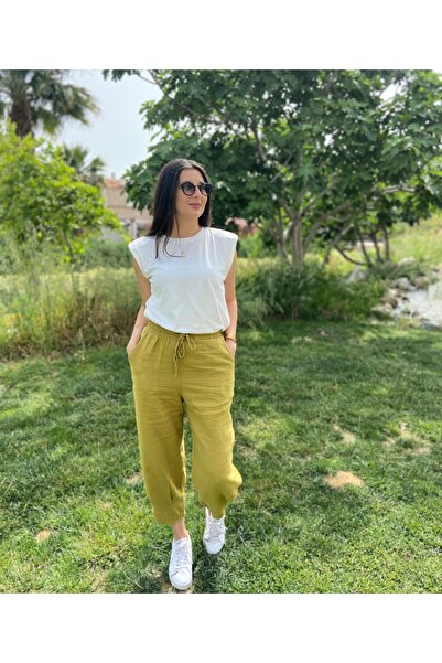 Bikombin Müslin Paçası Dikişli Şalvar Pantalon