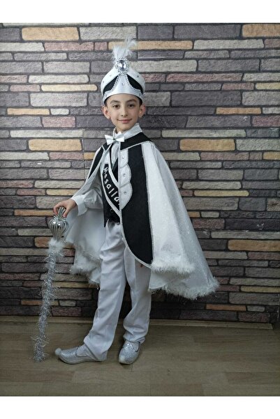 Başak Sünnet Sarayı (4-10 Yaş ) Siyah Beyaz Pelerinli Lüx Sünnet Kıyafeti