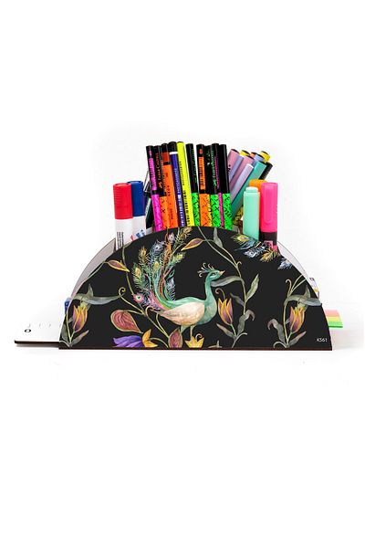 kutuTR Wooden Vip Colorful Animals Rainbow Ruled Desktop Pen Holder Organizer Assembled Boxed