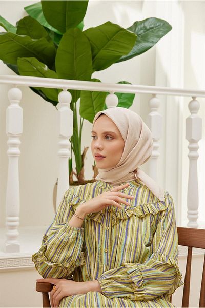 Şalland Plain Silk Viscose Scarf Series Natural Beige