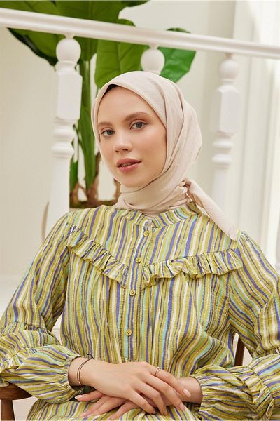 Şalland Plain Silk Viscose Scarf Series Natural Beige