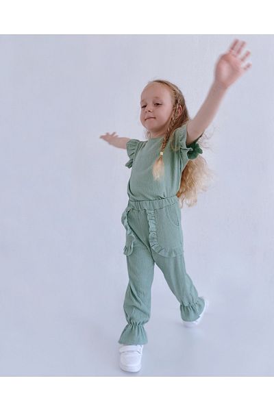 le petit sole Girl's Short Sleeve Eva Bottom-Top Set