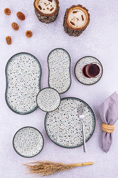 Bambum Lara - 26 Piece Porcelain Breakfast Set Stone