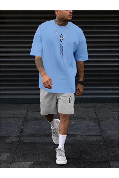 ORLONTEX Σετ T-Shirt με σορτς με κάθετη στάμπα, Baby Boy Blue