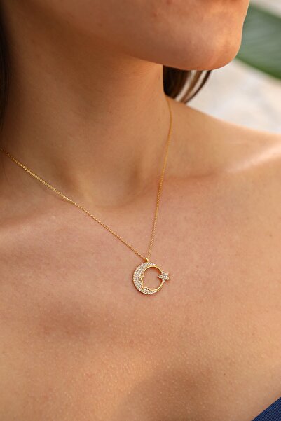 Silvano Jewelry 925 Ayar Gümüş Atatürk Silueti Ay Yıldız Kolye