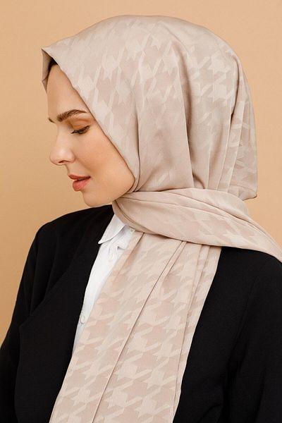 Mooncorn Μπεζ μοτίβο Houndstooth Μεταξένιο Ζακάρ Σάλι