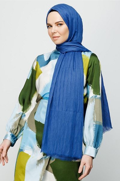 Mooncorn Σάλι Indigo πλισέ μπαμπού