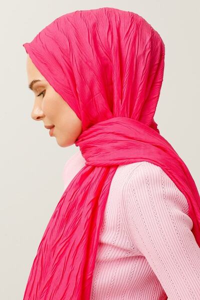 Mooncorn Açık Fuşya Piliseli Bambu Şal