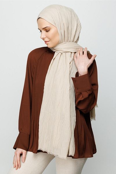 Mooncorn Stone Color Pleated Bamboo Shawl