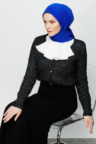 Mooncorn Saks Mavi Pilise Eşarp