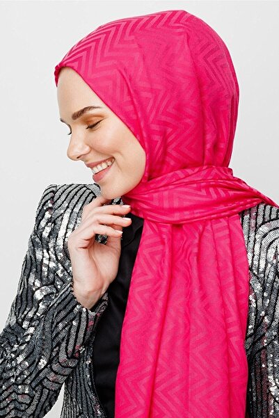 Mooncorn Φούξια Ζιγκ-ζαγκ Μοτίβο Βαμβακερό Σάλι Ζακάρ