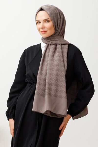 Mooncorn Gri Kazayağı Desen Ipeksi Jakar Şal