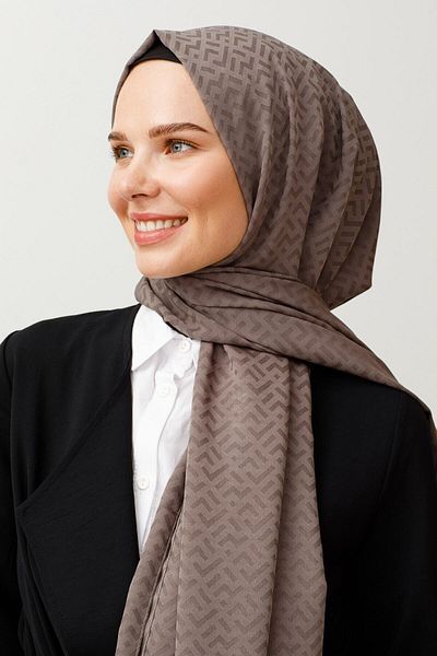 Mooncorn شال جاكار حريري بنمط Z رمادي